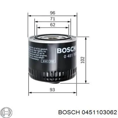 0 451 103 062 Bosch filtro de aceite