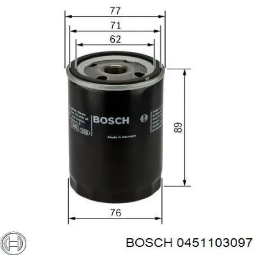 0 451 103 097 Bosch filtro de aceite