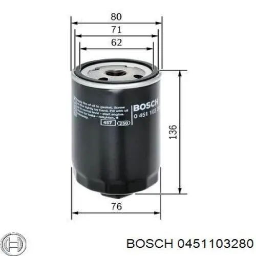 0 451 103 280 Bosch filtro de aceite