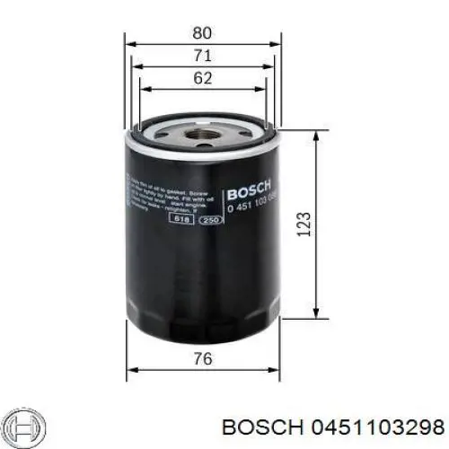 0 451 103 298 Bosch filtro de aceite