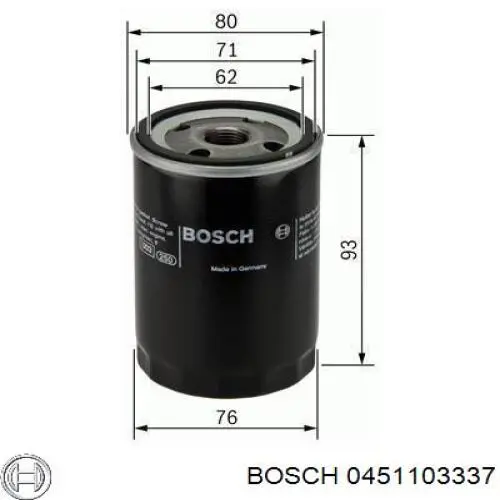 0 451 103 337 Bosch filtro de aceite