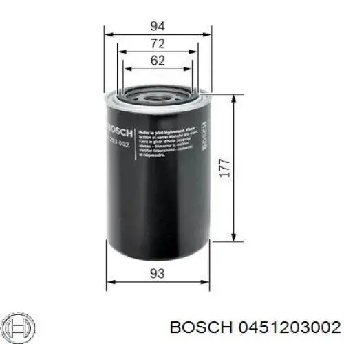 0 451 203 002 Bosch filtro de aceite