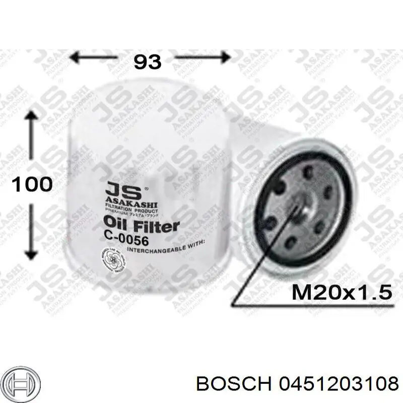 0451203108 Bosch filtro de aceite