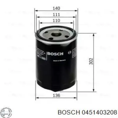 0451403208 Bosch filtro de aceite