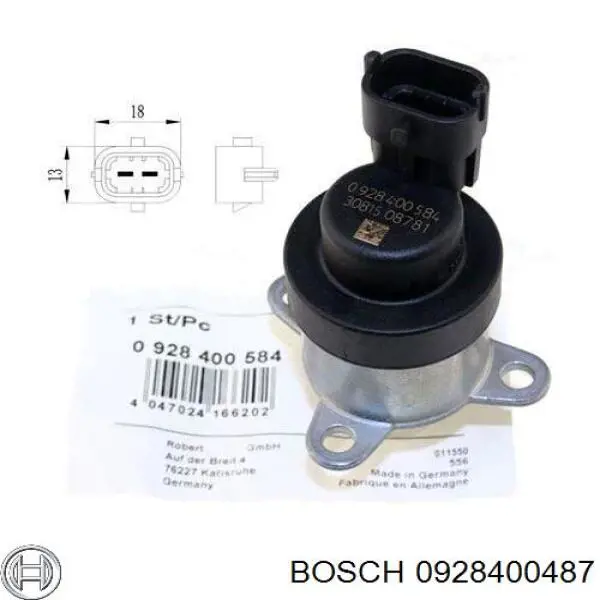 0928400487 Bosch Válvula reguladora de presión del sistema common rail