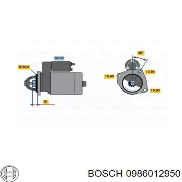 Motor de arranque 0986012950 Bosch