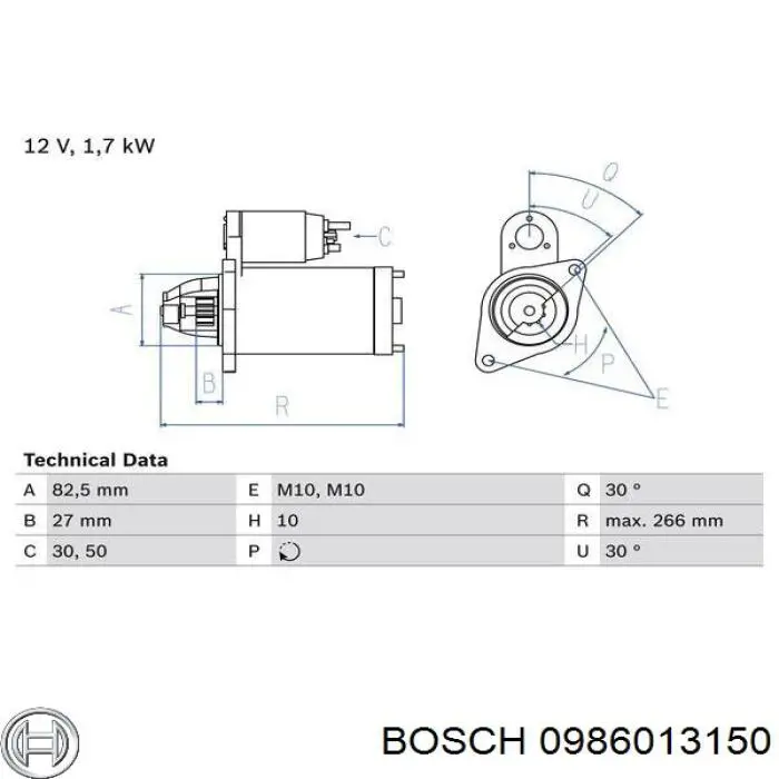 0 986 013 150 Bosch motor de arranque
