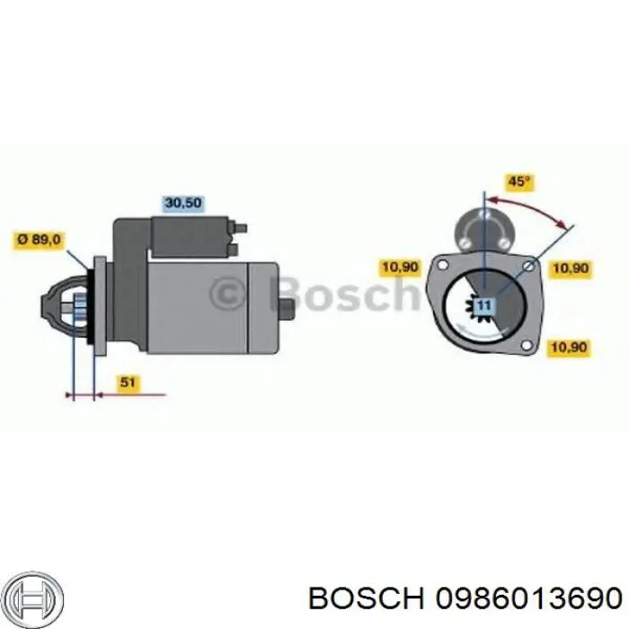 0986013690 Bosch motor de arranque