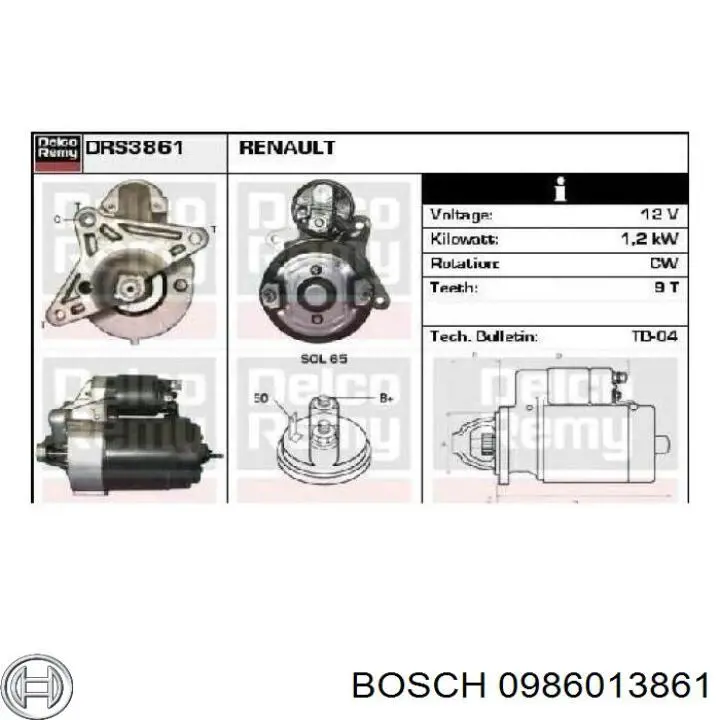 0986013861 Bosch Arranque motores