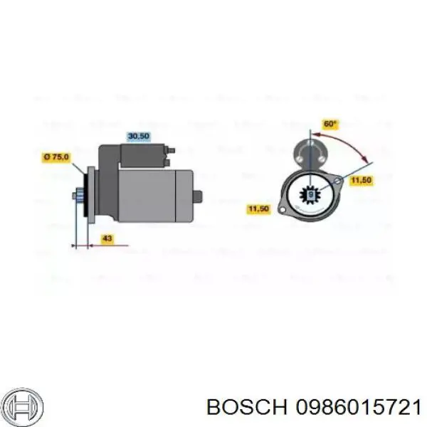 Motor de arranque 0986015721 Bosch