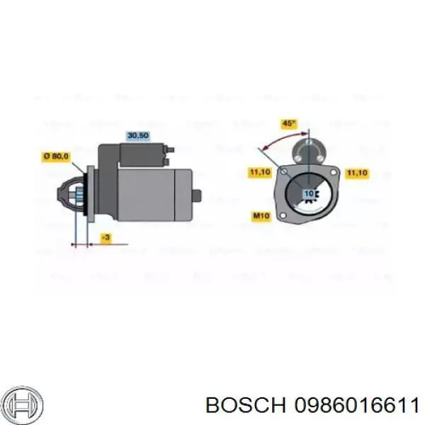 Motor de arranque 0986016611 Bosch