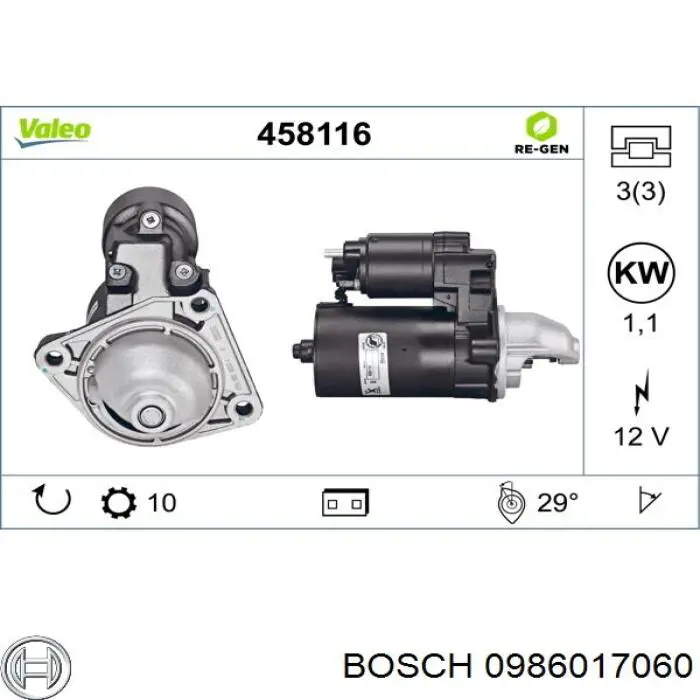 0986017060 Bosch motor de arranque