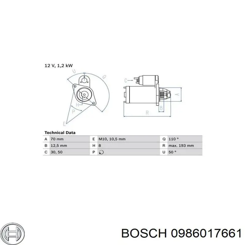 0986017661 Bosch motor de arranque