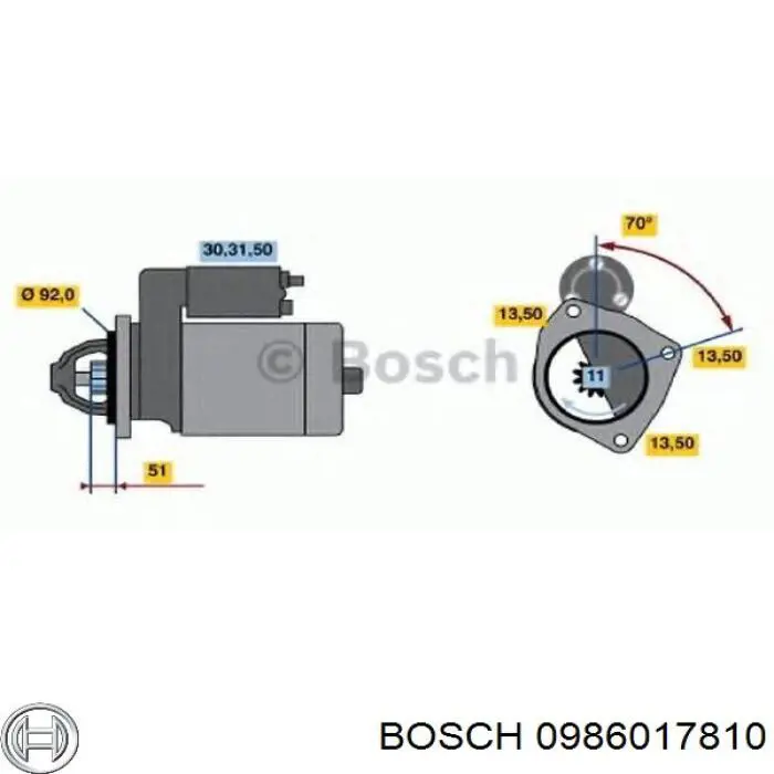 0986017810 Bosch motor de arranque