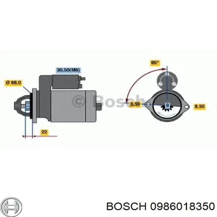 Motor de arranque 0986018350 Bosch