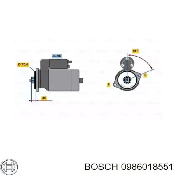 Motor de arranque 0986018551 Bosch