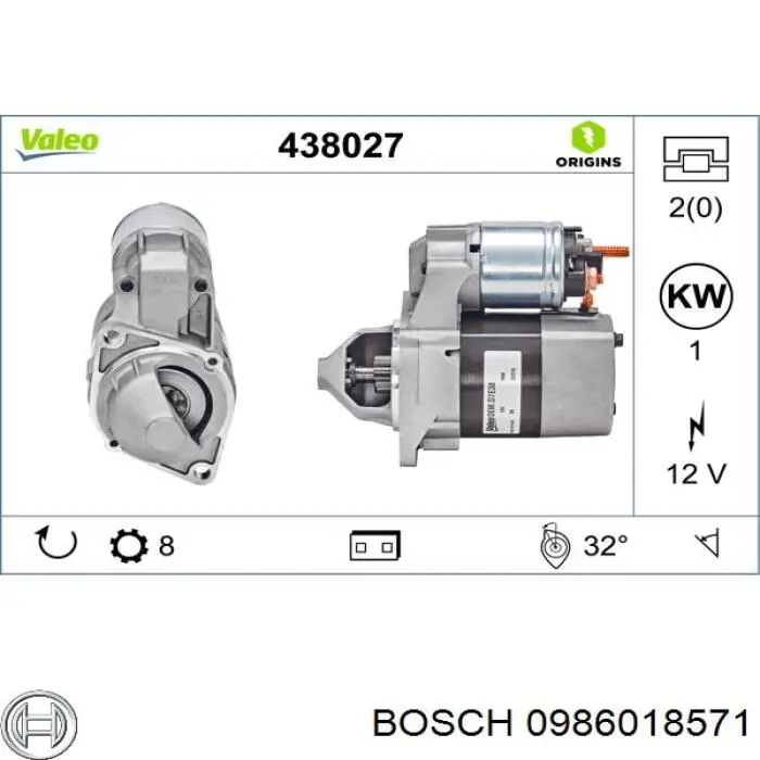 0986018571 Bosch motor de arranque