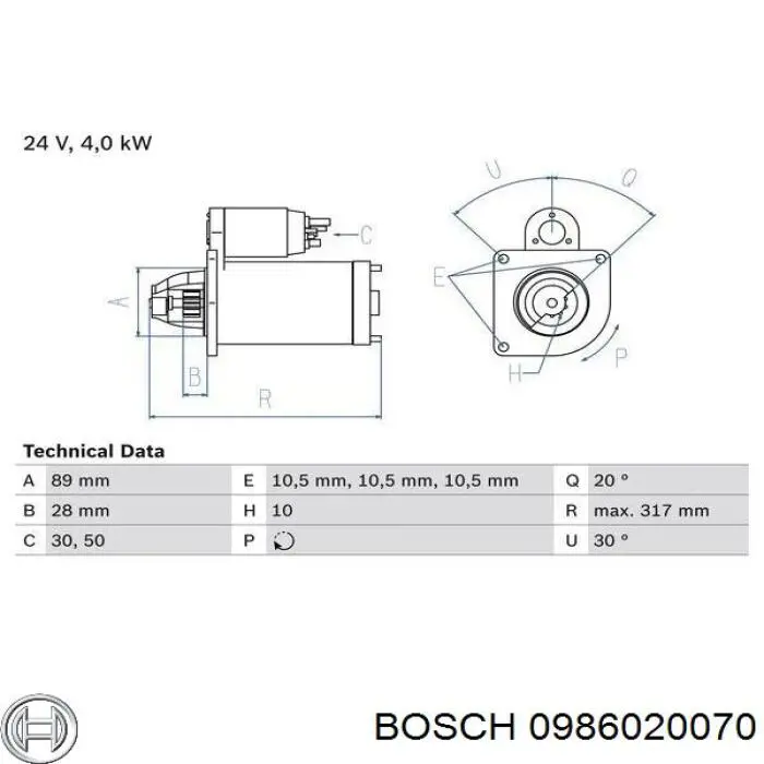 0 986 020 070 Bosch motor de arranque