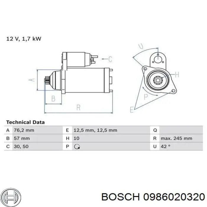 Burro de arranque  Bosch 0986020320 precio, desde 66,79 EUR