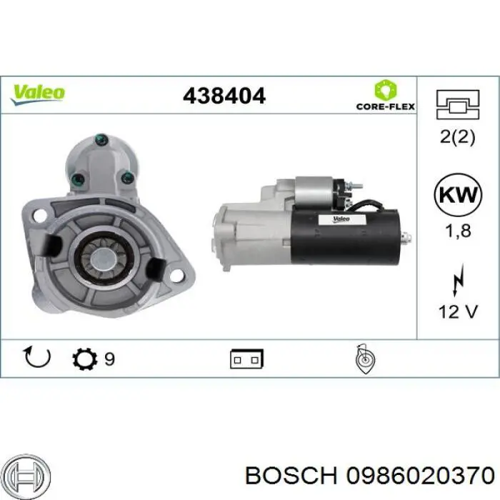 0986020370 Bosch Arranque motores
