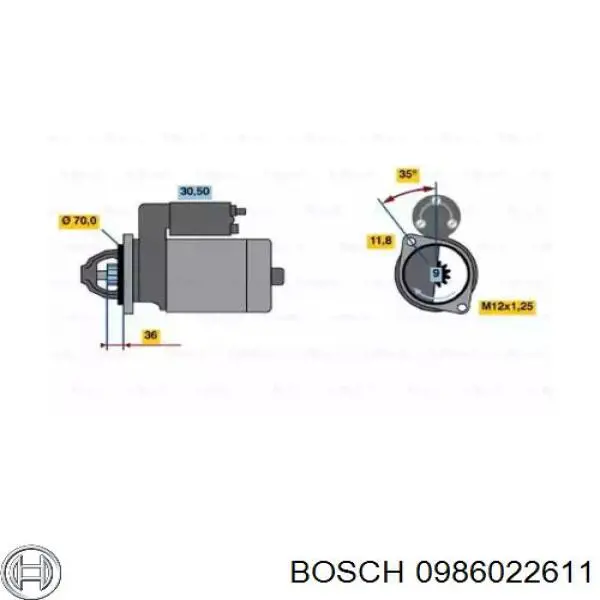 Motor de arranque 0986022611 Bosch