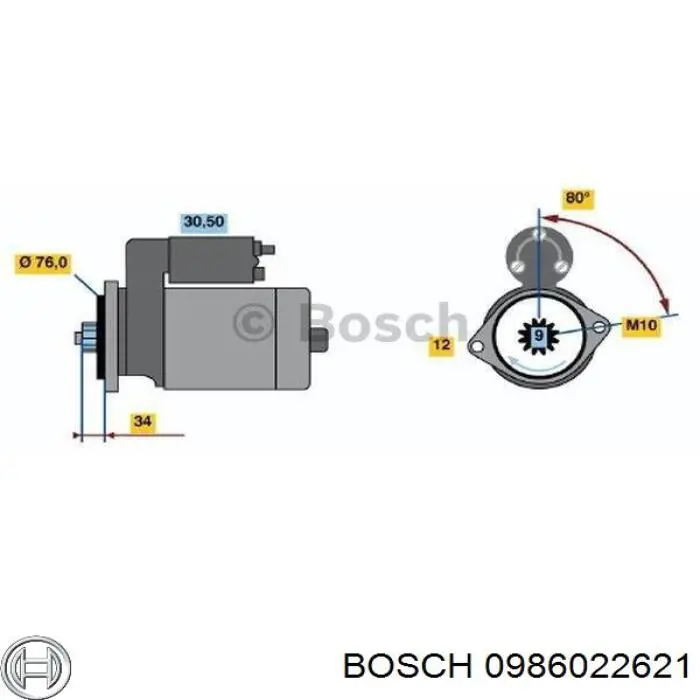 0 986 022 621 Bosch motor de arranque