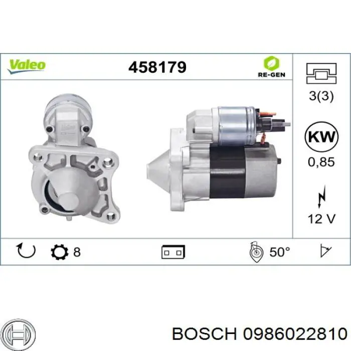 0986022810 Bosch motor de arranque