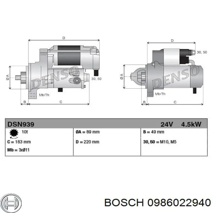 0986022940 Bosch motor de arranque