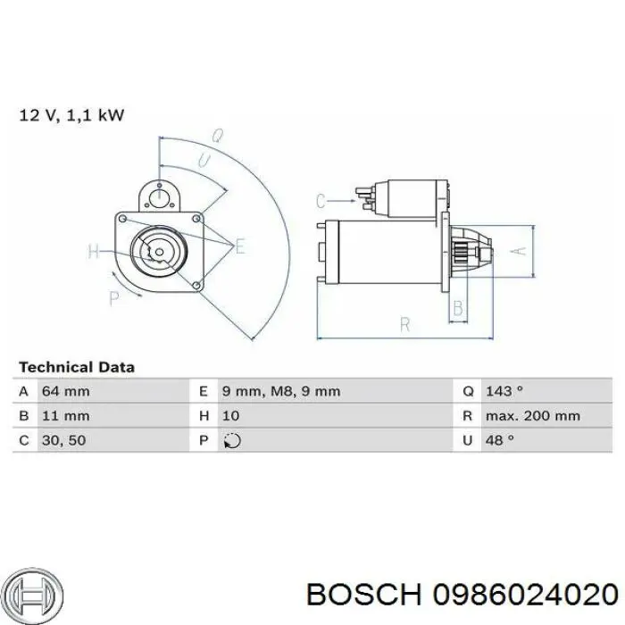 0 986 024 020 Bosch motor de arranque