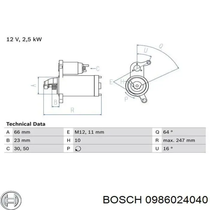 0986024040 Bosch motor de arranque