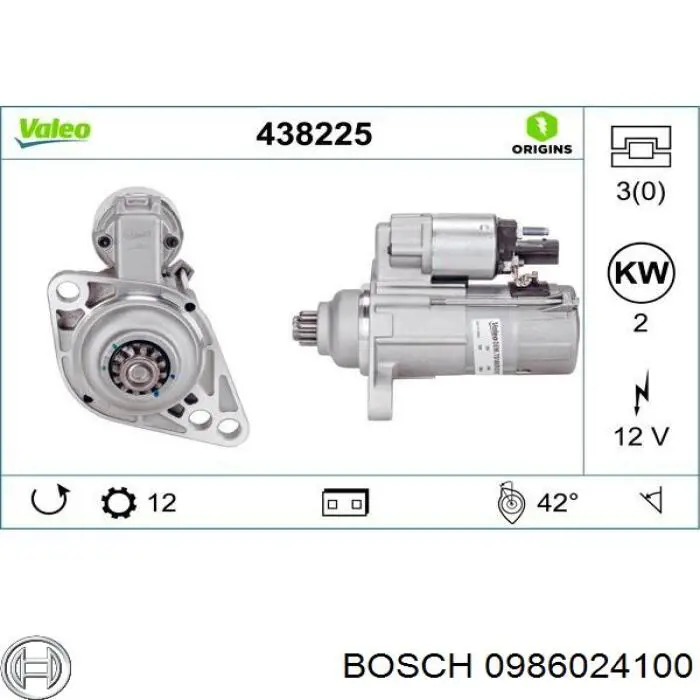 0 986 024 100 Bosch motor de arranque