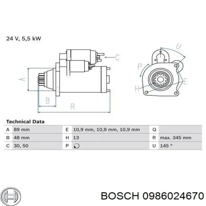 0986024670 Bosch motor de arranque