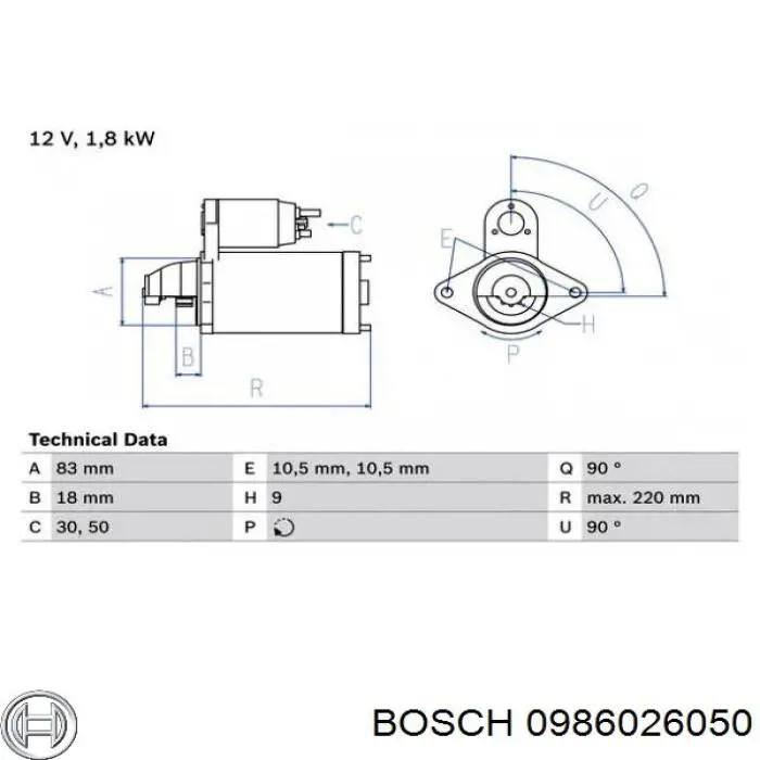 0986026050 Bosch motor de arranque