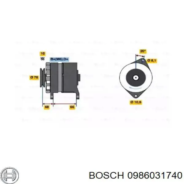 Alternador del motor Bosch 0986031740 precio, desde 141,10 EUR