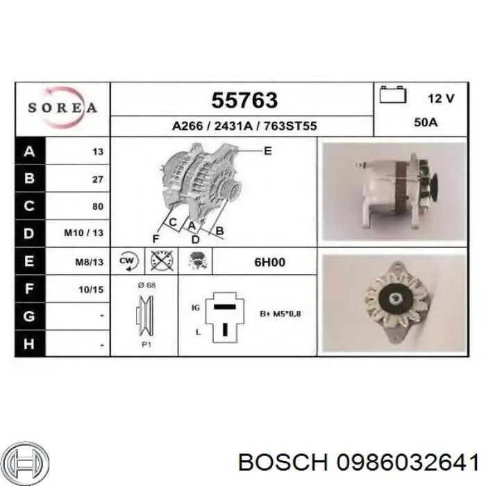 E30118300 Mazda Alternador de coche