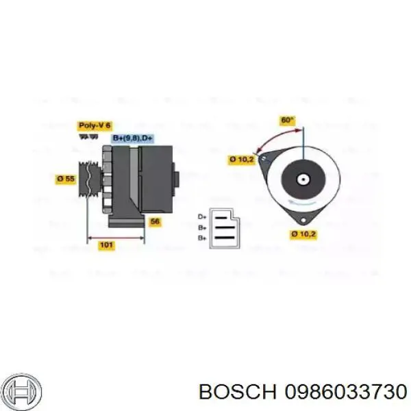 Alternador 0986033730 Bosch