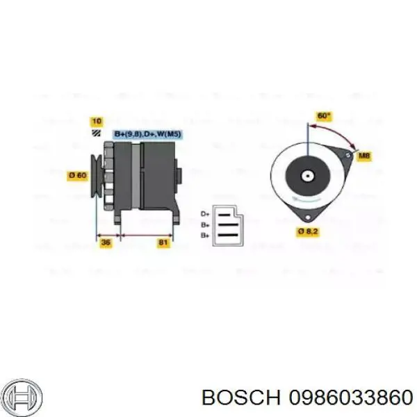 Alternador 0986033860 Bosch