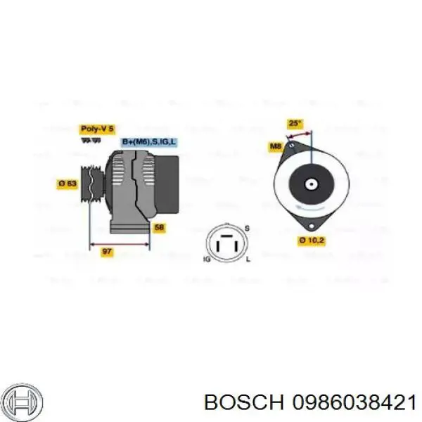 Alternador 0986038421 Bosch