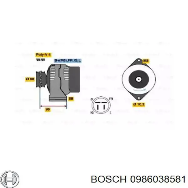 Alternador 0986038581 Bosch