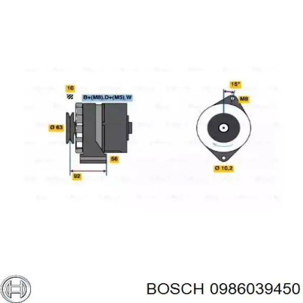 Alternador 0986039450 Bosch
