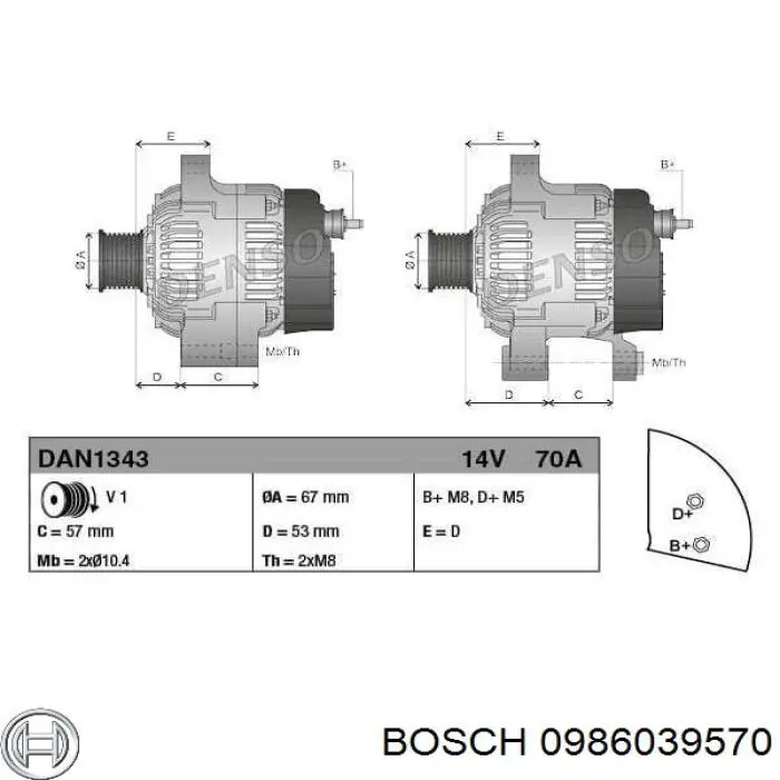 Alternador 0986039570 Bosch