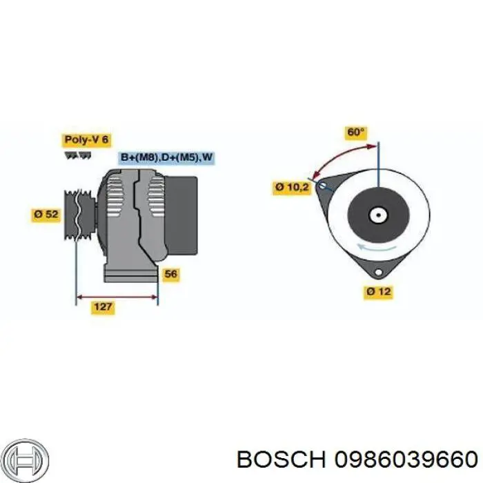 0 986 039 660 Bosch alternador