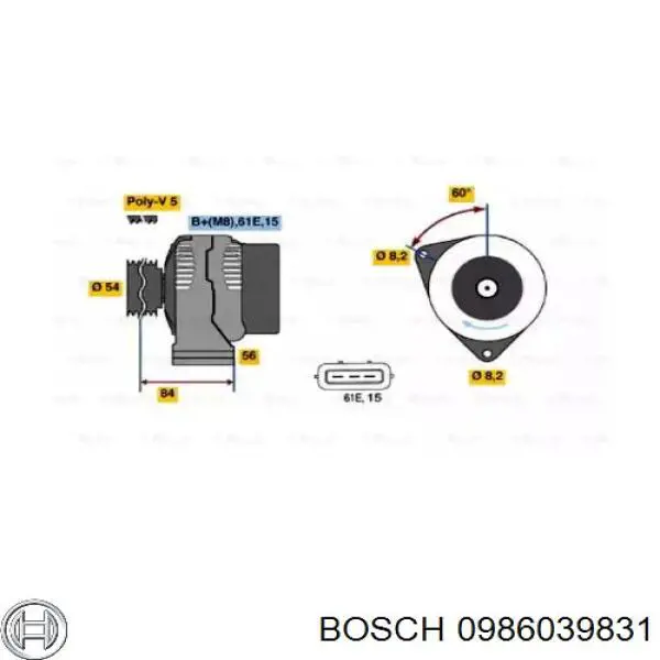 Alternador 0986039831 Bosch