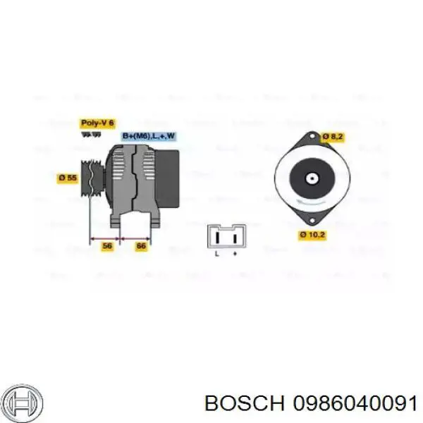 0986040091 Bosch Alternador de coche