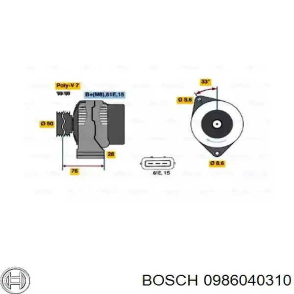 Alternador 0986040310 Bosch