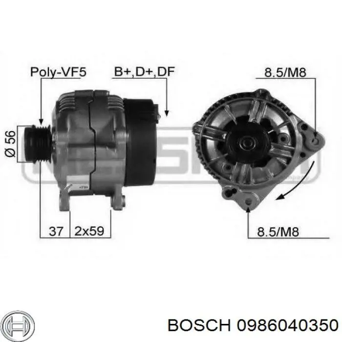 0 986 040 350 Bosch alternador