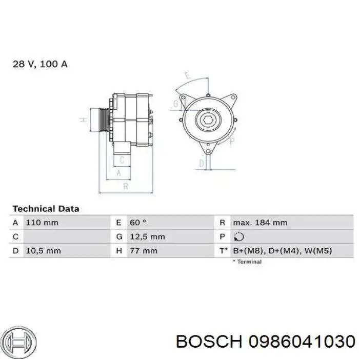 0 986 041 030 Bosch alternador