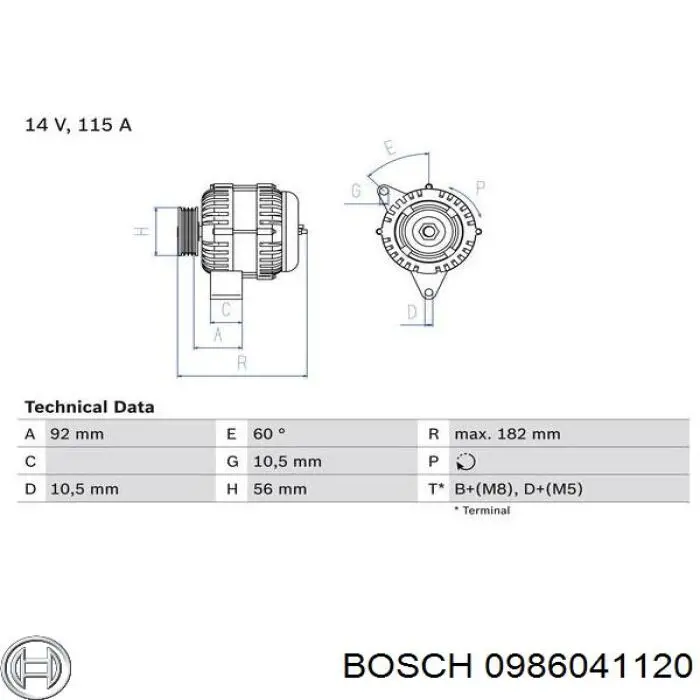 0 986 041 120 Bosch alternador