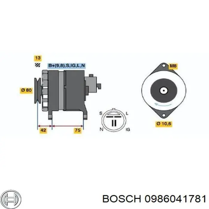 Alternador 0986041781 Bosch