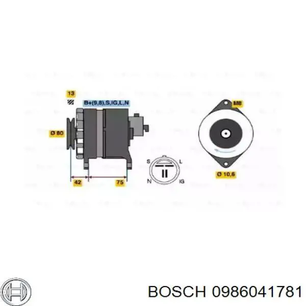 0986041781 Bosch Alternador de coche
